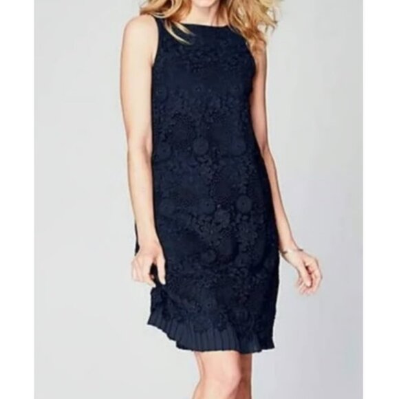 J. Jill Womens Sz M Blue Sleeveless Lace Dress - Picture 1 of 10